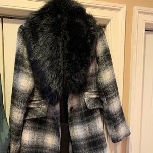 Black and White Plaid Coat